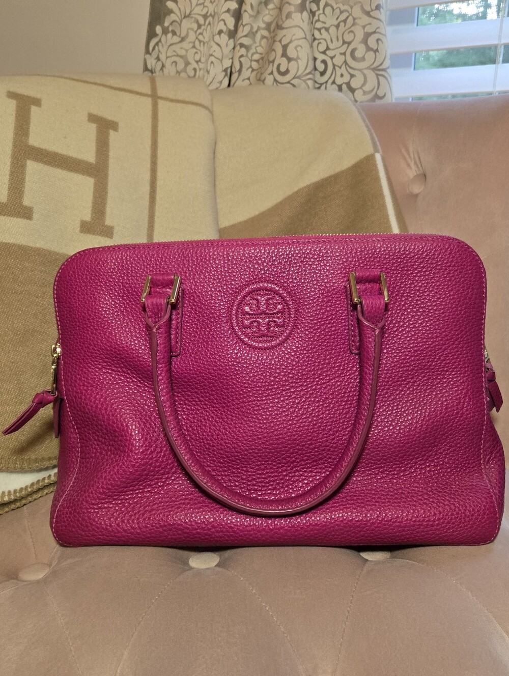 Tory Burch Marion Triple-Zip Satchel - Pink